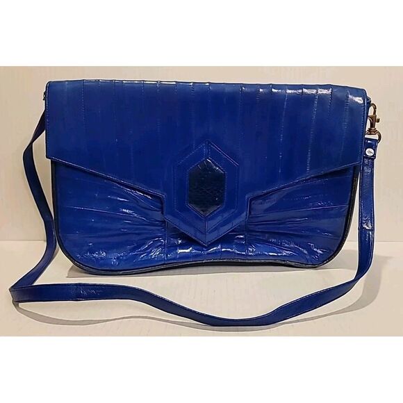 Eel‎ Skin Purse Lot Bright Blue, Violet, Black, Wine Clutch Wallet Bag